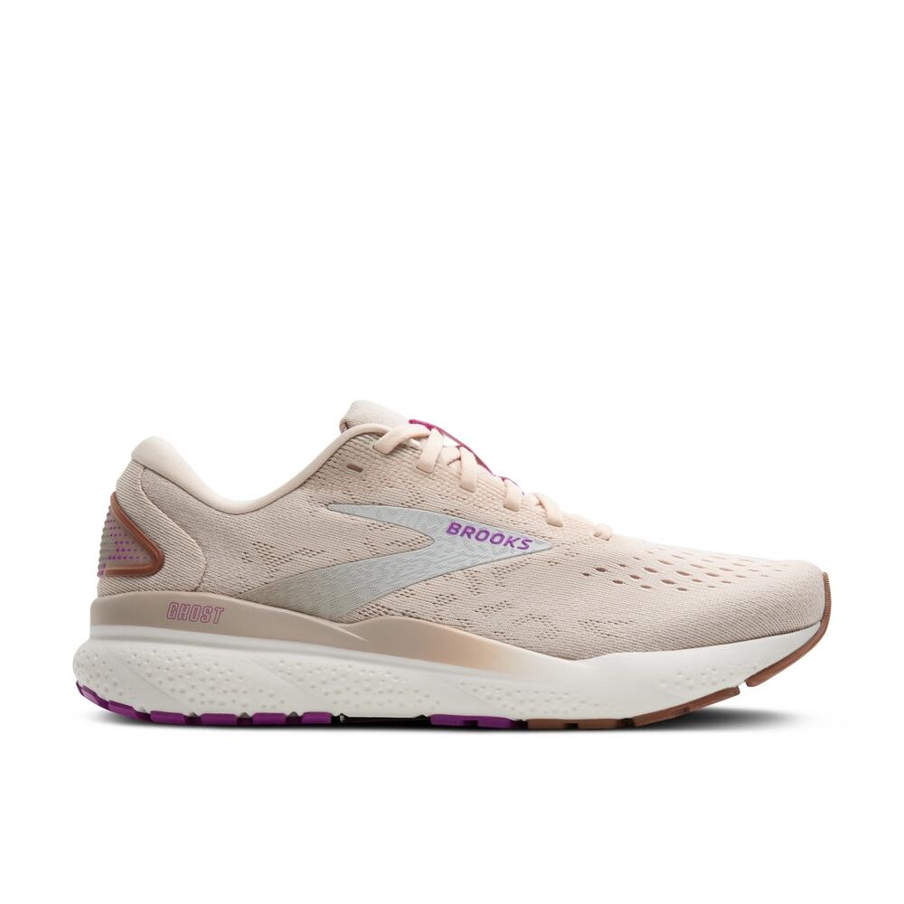 Brooks Women's Ghost 16 Almond Peach Coconut Purple Running Shoes Sneakers - 6.5